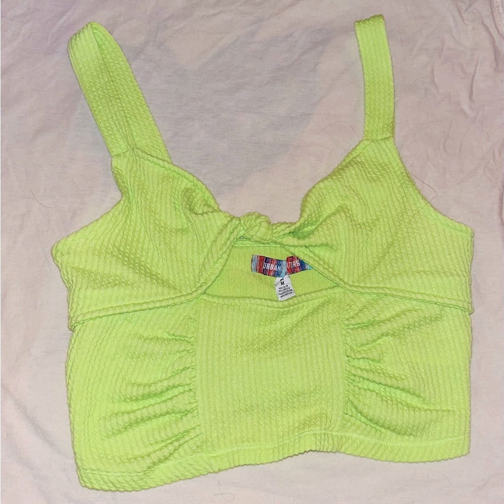 Green Cut-Out tie tank top